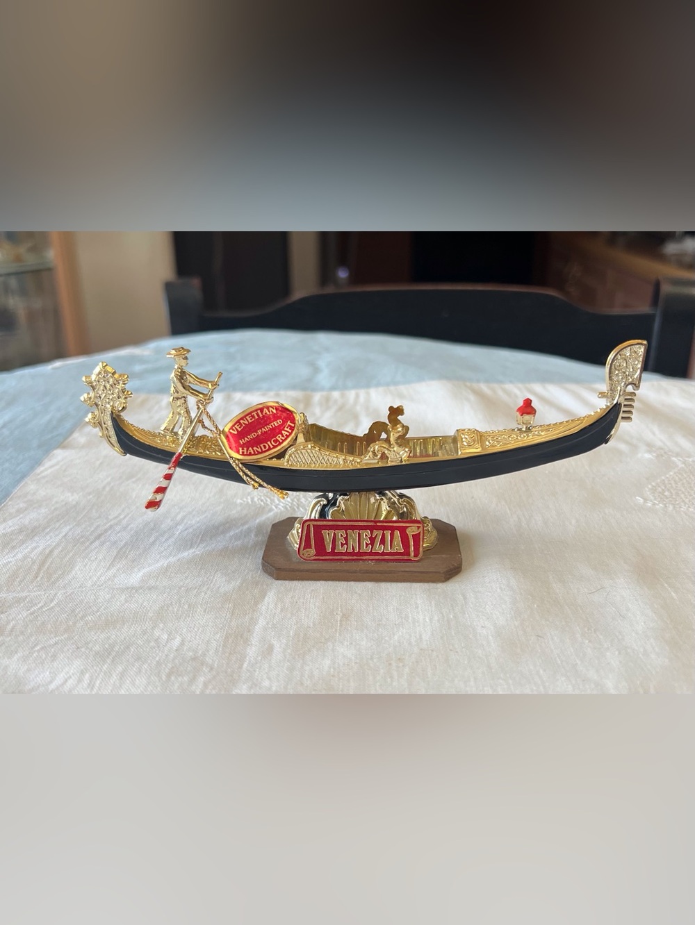 ‼️‼️SOLD‼️‼️Hand Painted Venetian Handicraft Gondola 1960s Original Retro Kitsch